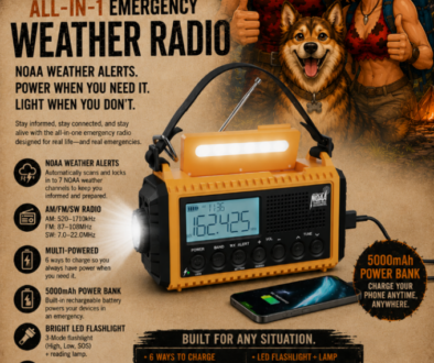 Emergency Radio, Cell Charger, Flashlight - Modern Caveman Gear - Approved